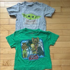 Star Wars Kids Tees - Gray with Baby Yoda & Green with Characters